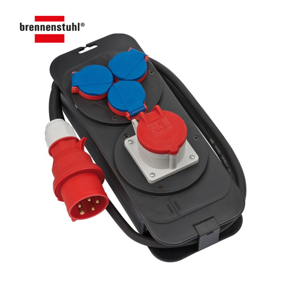 Brennenstuhl Rubber Verdeelblok - 1m Kabel - 3x CEE 400V + 4x 230V - IP44 - Made In Germany