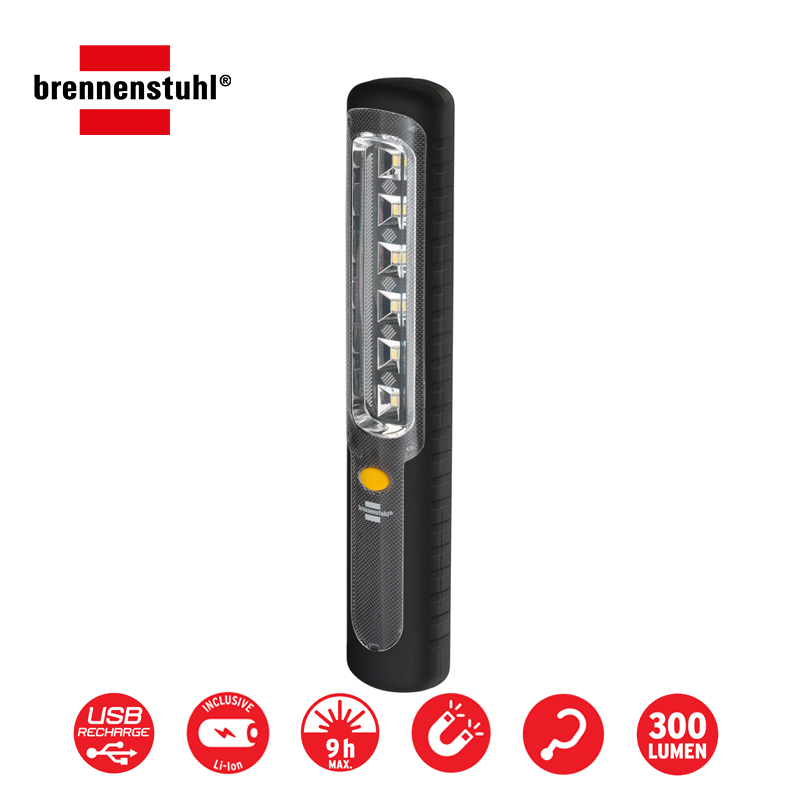 Brennenstuhl lampe à main LED HL 300 AD, torche dynamo avec batterie et  câble USB, 300lm, lampe de travail à batterie avec jusqu'à 9 heures  d'éclairage, crochet et aimant intégrés – Nova